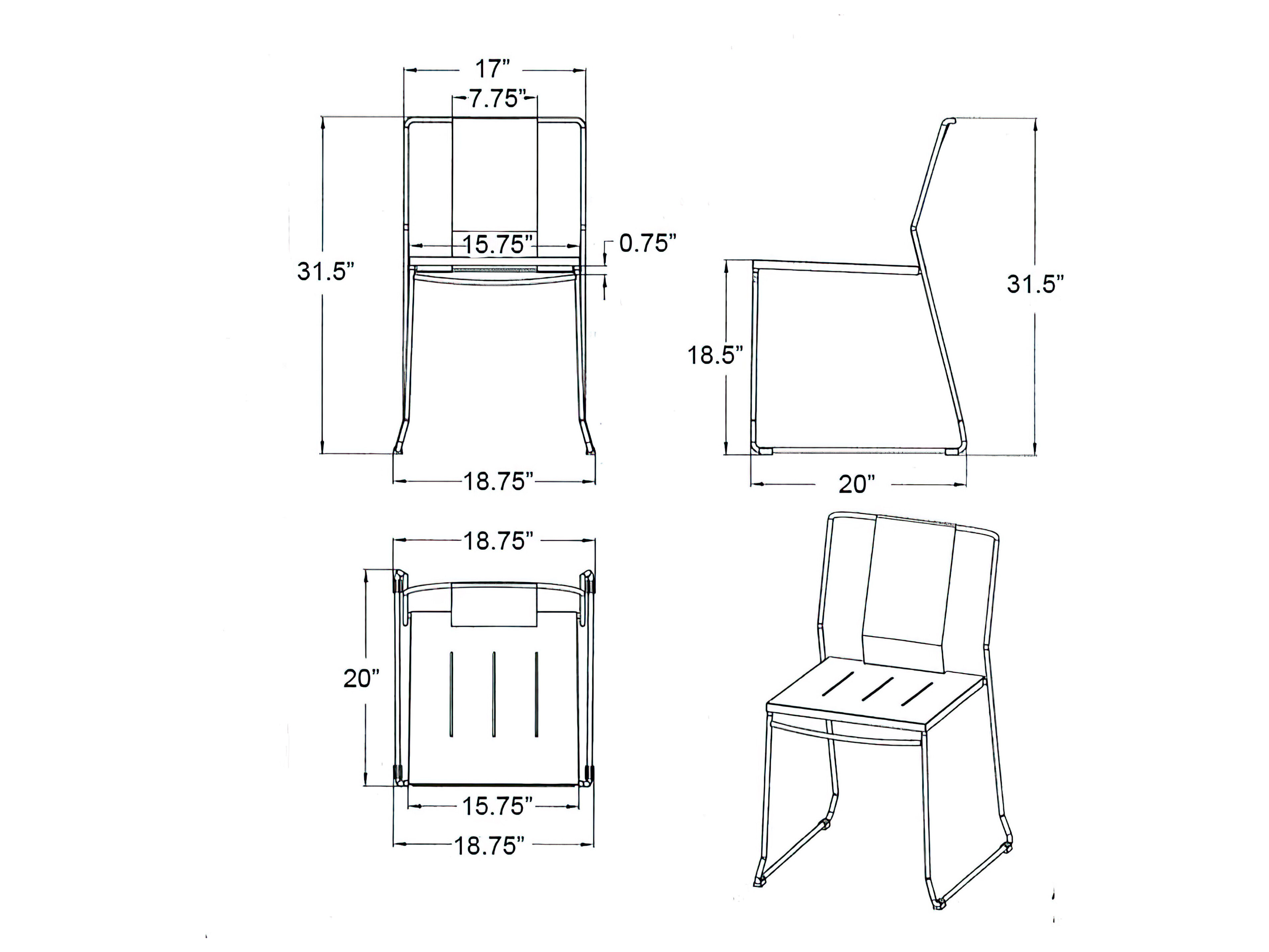 Harmonia Living Frank Steel Stackable Dining Side Chair HLFRDSC