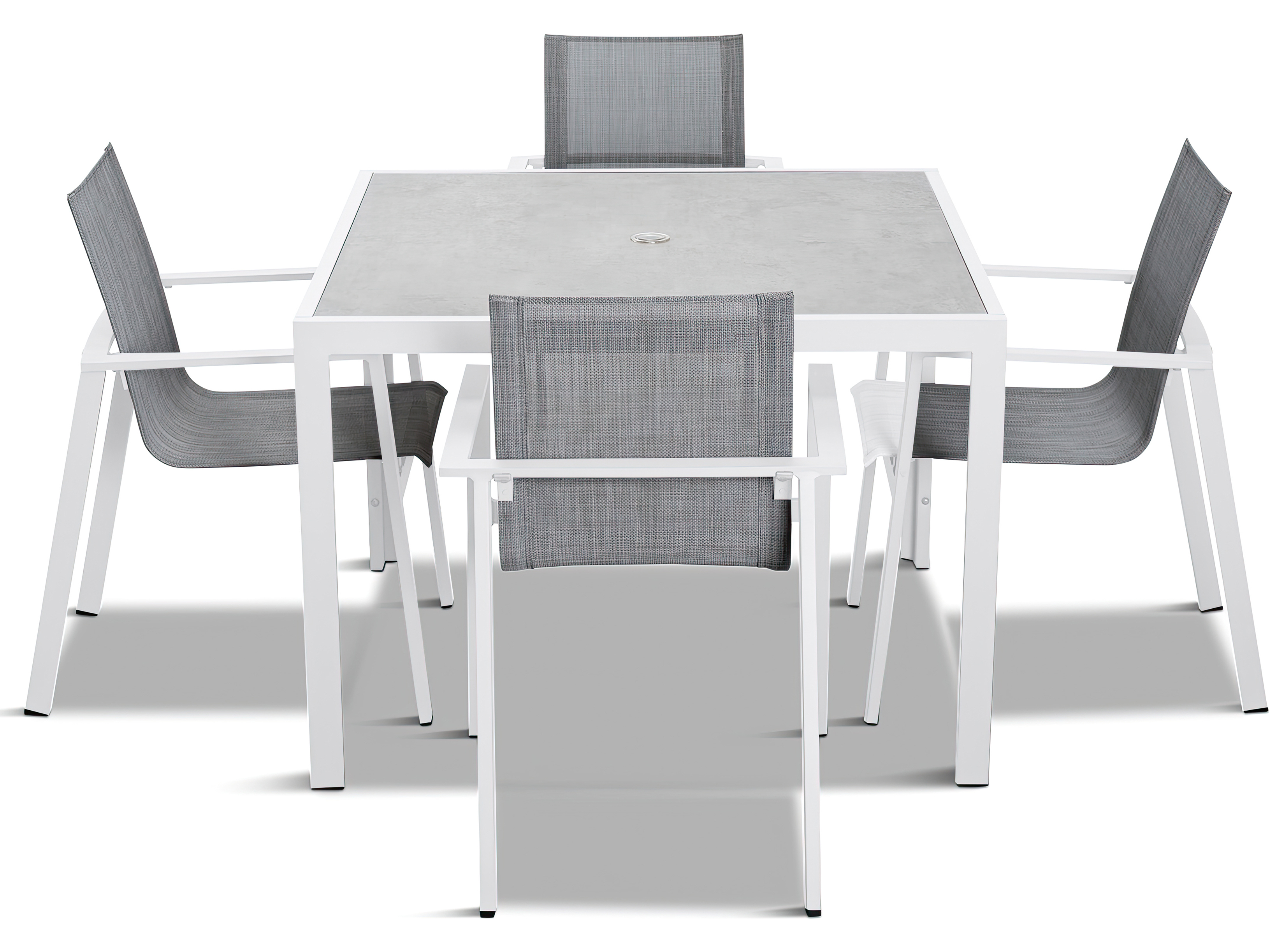 Harmonia Living Lift Aluminum Sling 5 Piece Dining Set in White