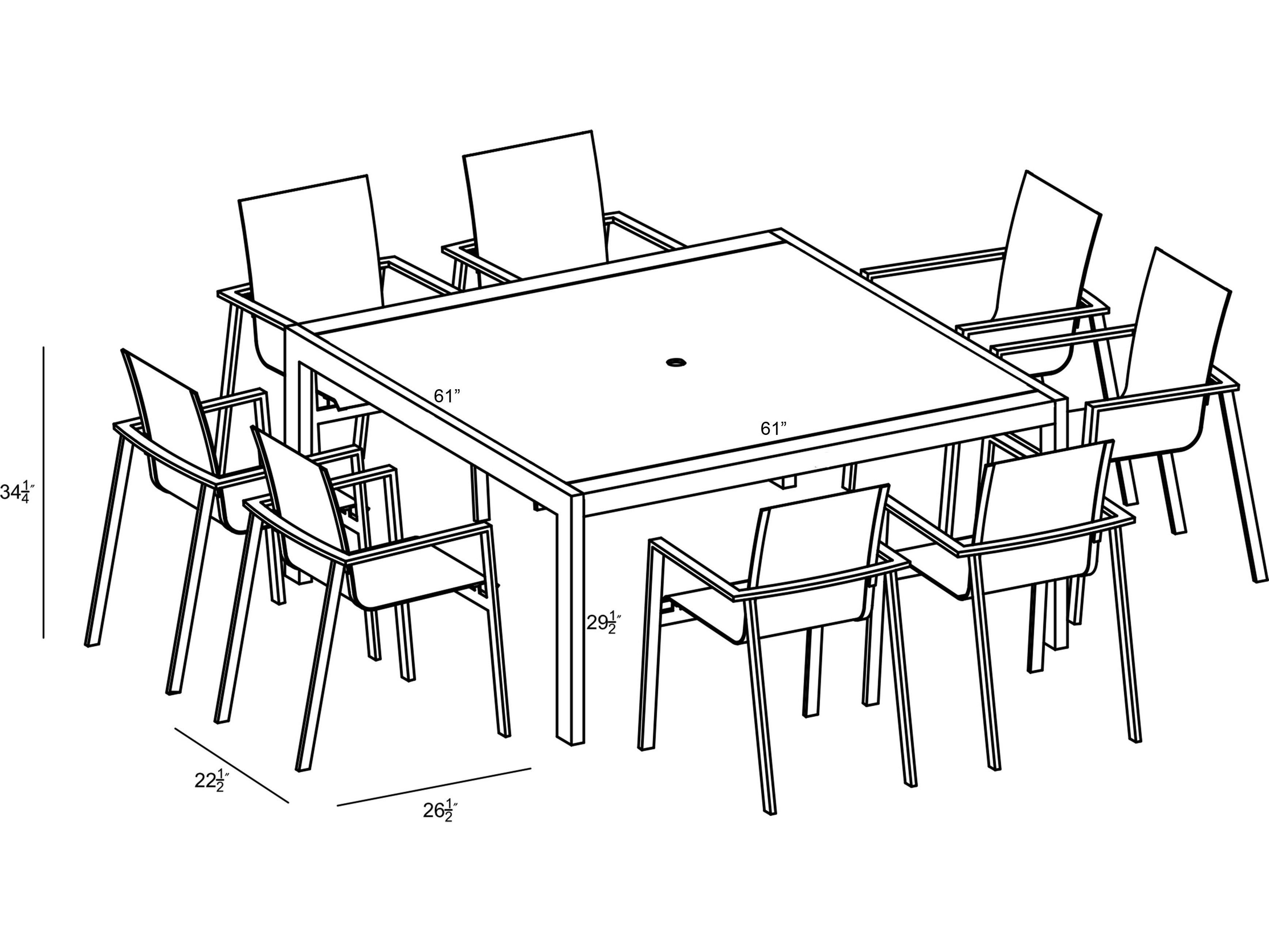 Harmonia Living Lift Aluminum Sling 9 Piece Dining Set in White