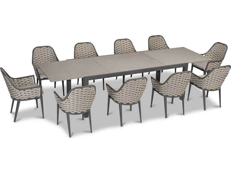 Harmonia Living Parlor Aluminum Rope 13 Piece Dining Set in Slate/Concrete HLPAR13EDSPEWC