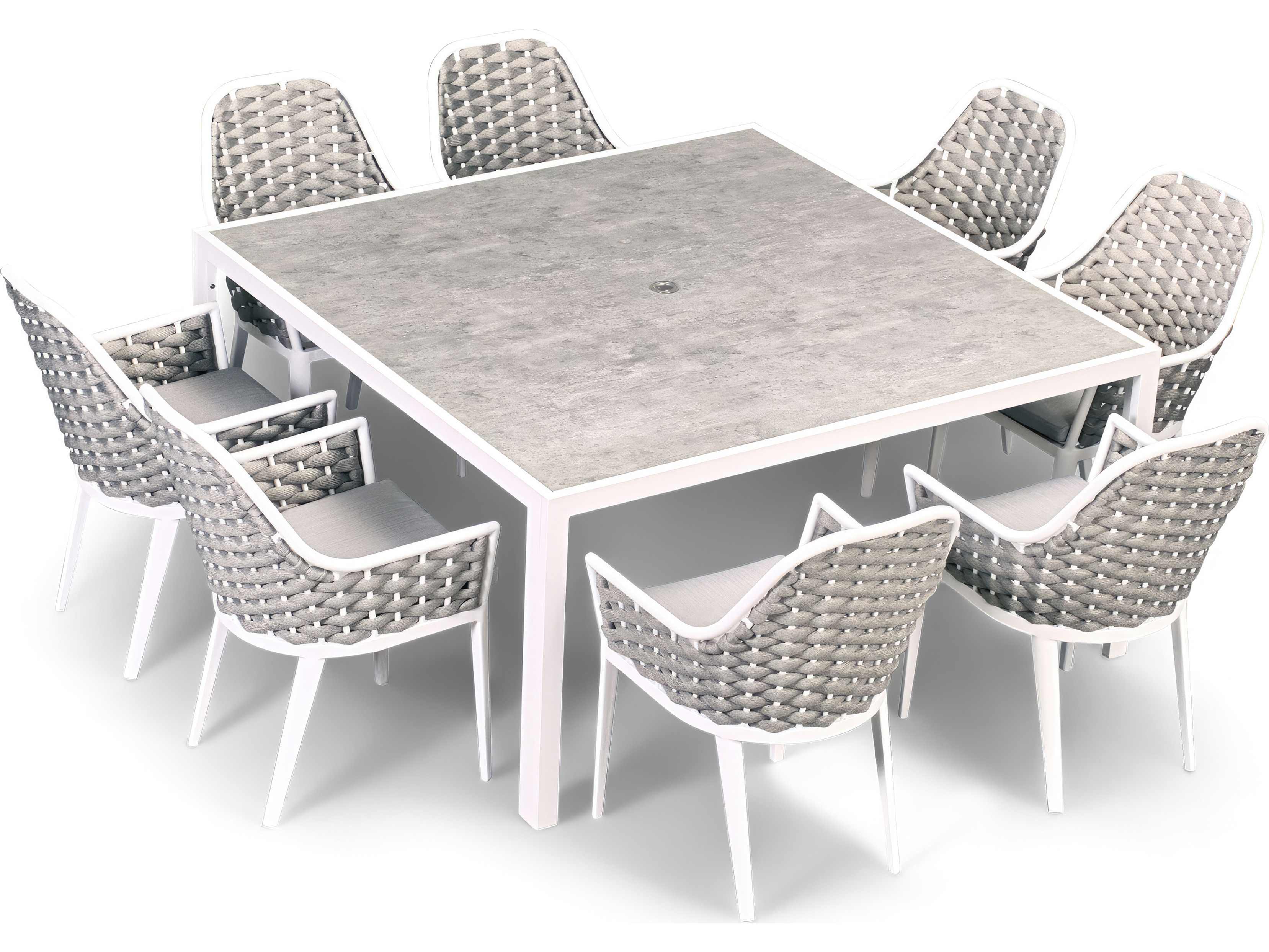Harmonia Living Parlor Aluminum Rope 9 Piece Seat Dining Set in Slate
