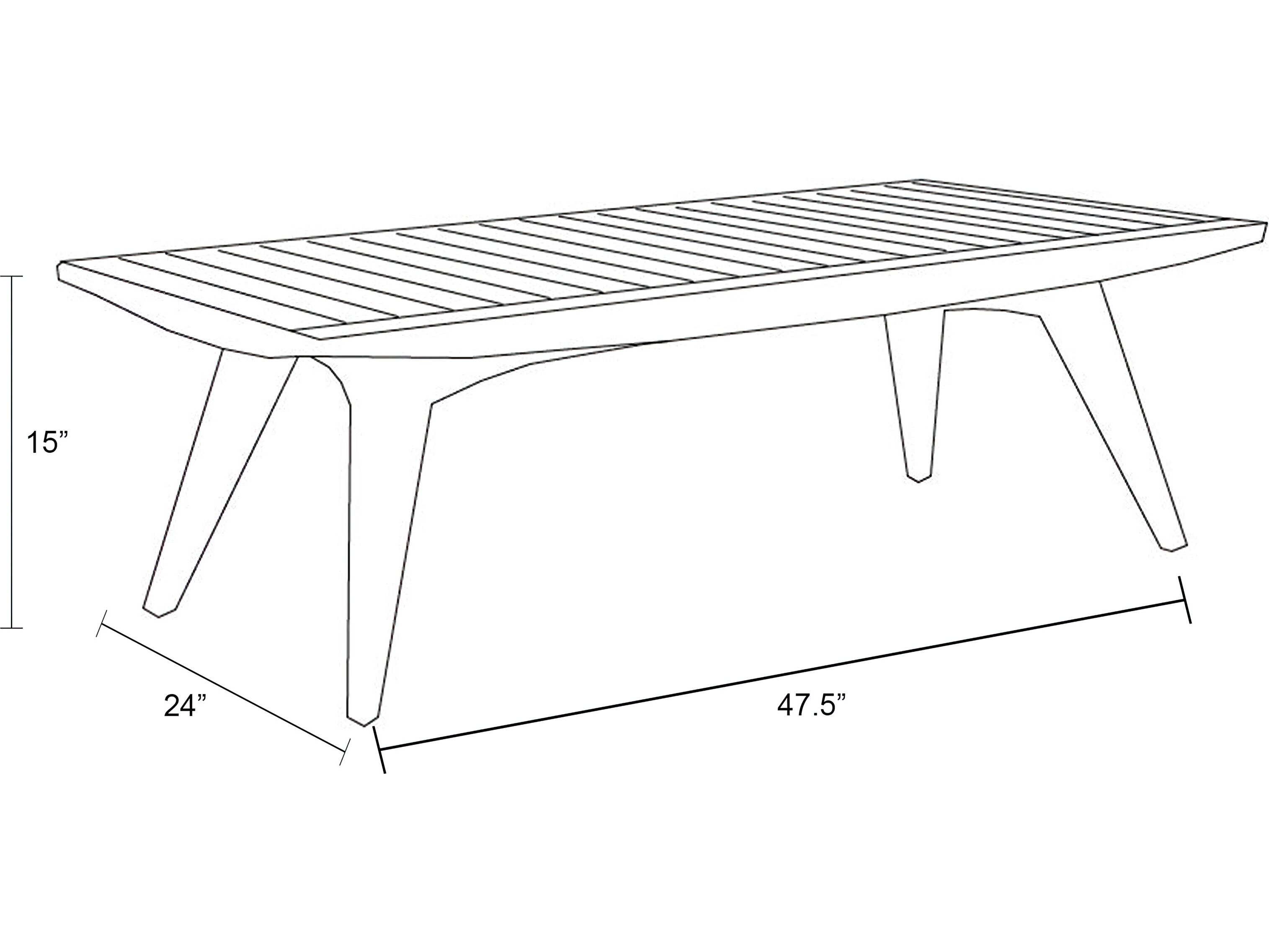 Harmonia Living Tango Teak 47.5''W x 24''D Rectangular Coffee table