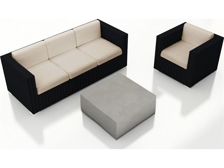 Harmonia Living Urbana HDPE Wicker Mason 3 Piece Sofa Lounge Chair in Coffee Bean HLUBNMASCB3SS