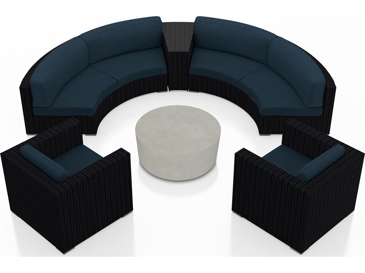 Harmonia Living Urbana HDPE Wicker Mason 6 Piece Sectional Lounge Set in Coffee Bean HLUBNMAS