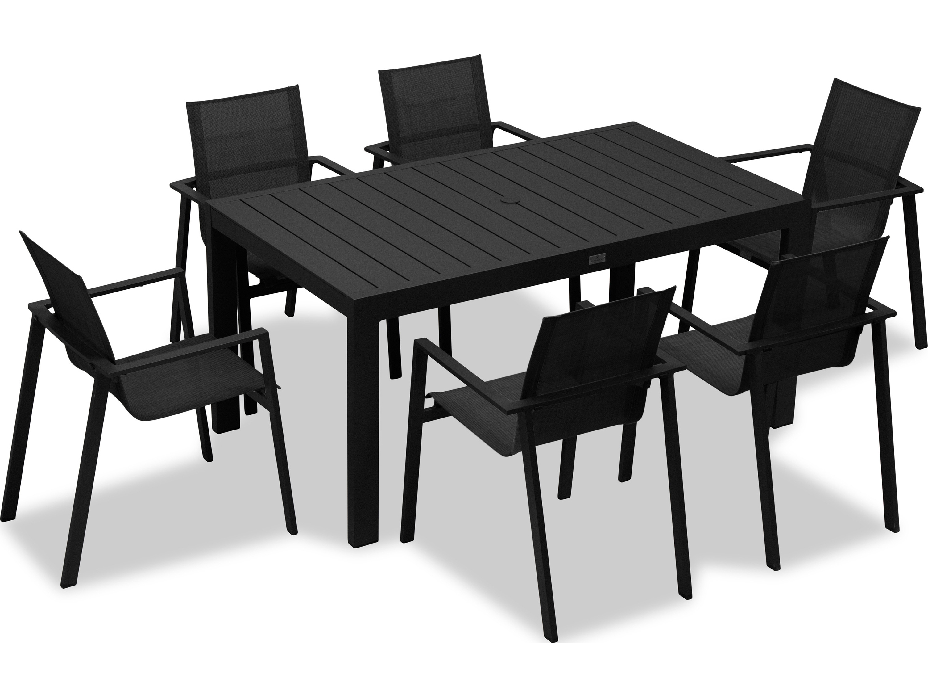 Harmonia Living Lift Aluminum Sling 6 Piece Dining Set in Black/Black
