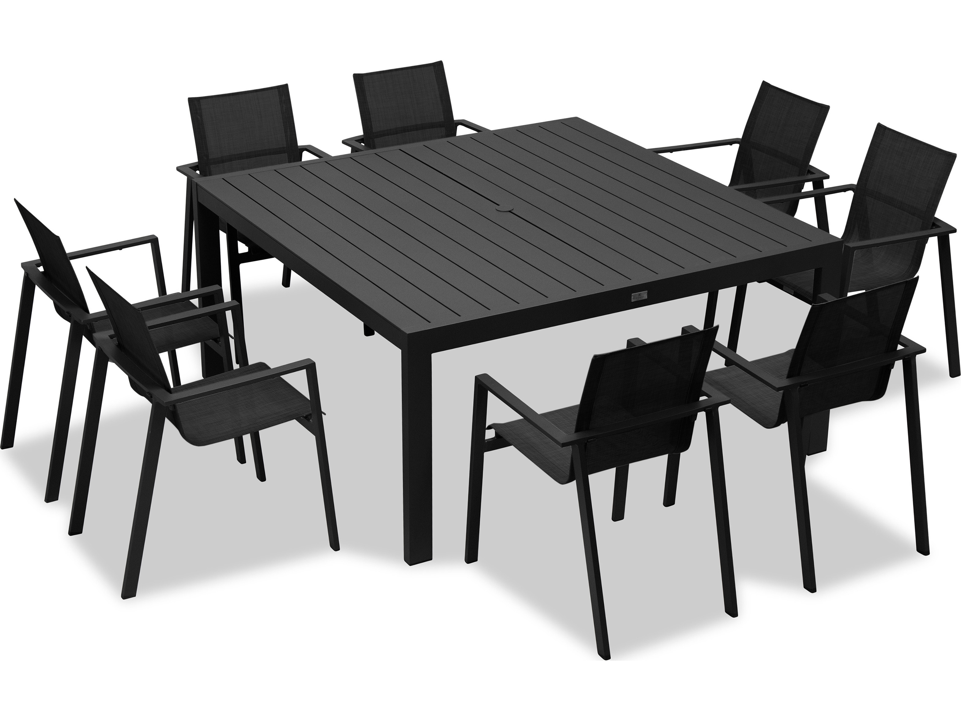 Harmonia Living Lift Aluminum Sling 9 Piece Dining Set in Black/Black