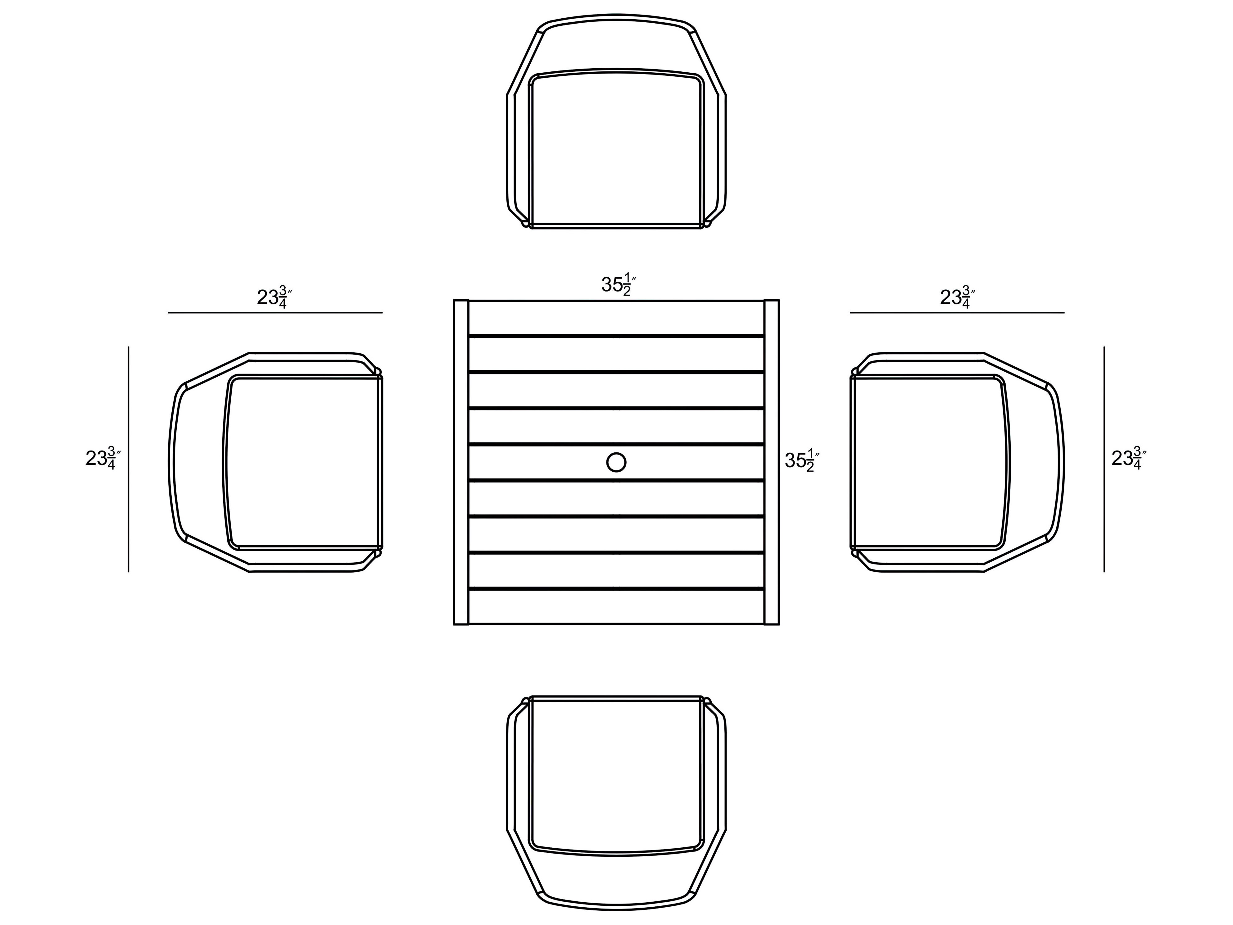 Harmonia Living Tailor Aluminum Classic 4 Seat Dining Set HALTASET510