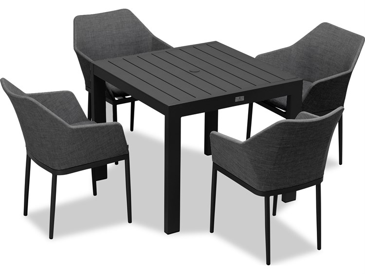 Harmonia Living Tailor Aluminum Classic 4 Seat Dining Set in Black