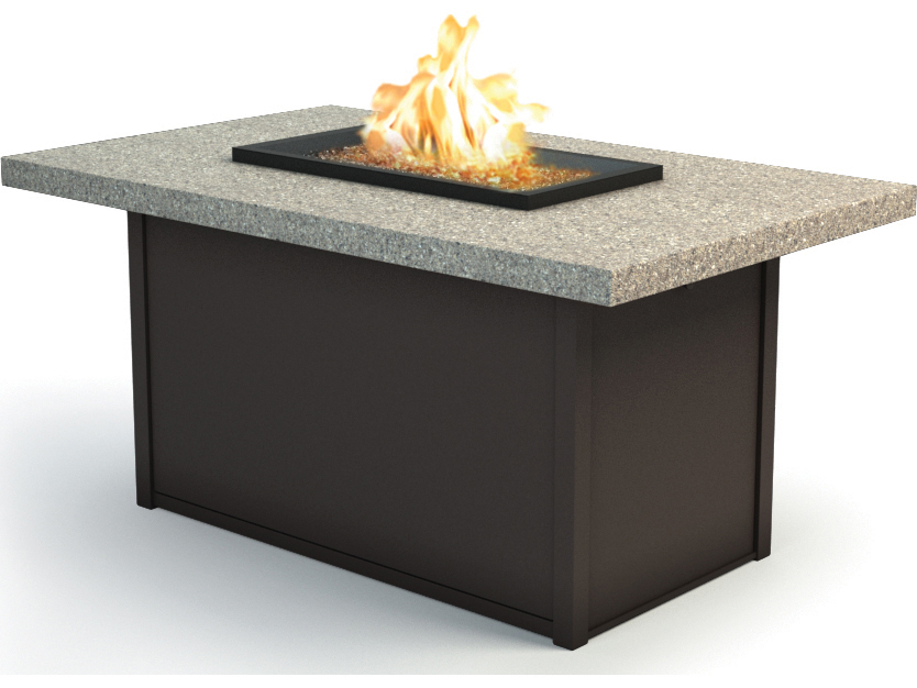 Homecrest Stonegate Aluminum 52''W x 32''D Rectangular Chat Fire Pit