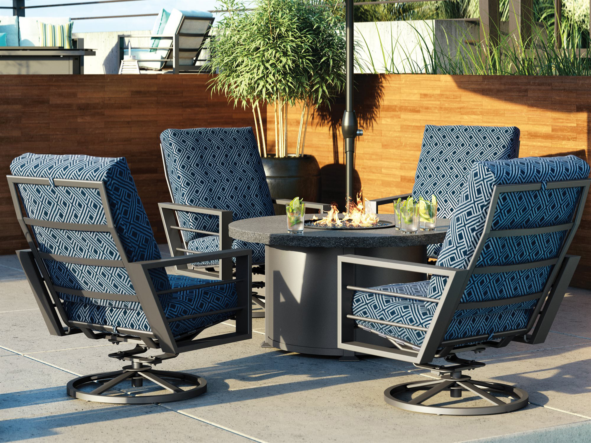 Homecrest Sutton Cushion Aluminum High Back Swivel Rocker Lounge Chair