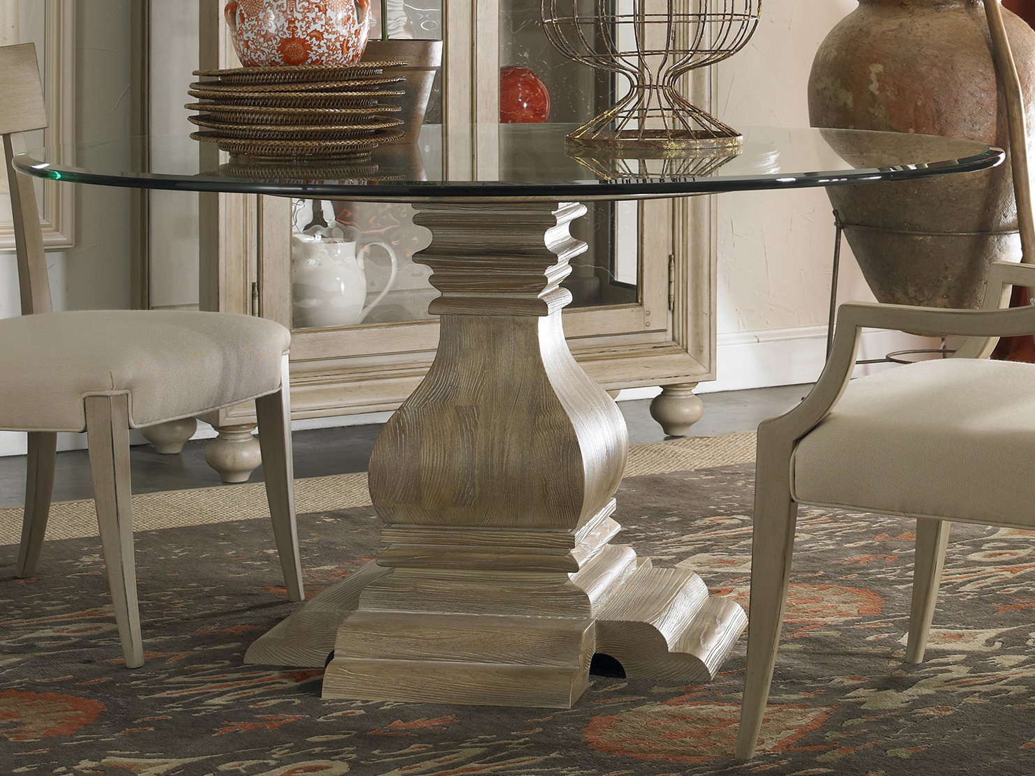 Hickory White Baluster Dining Table HIW55005GLA54