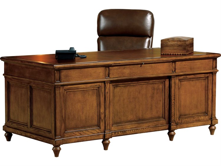Hekman Office 72" Urban Ash Burl Brown Wood Executive Desk HK79100