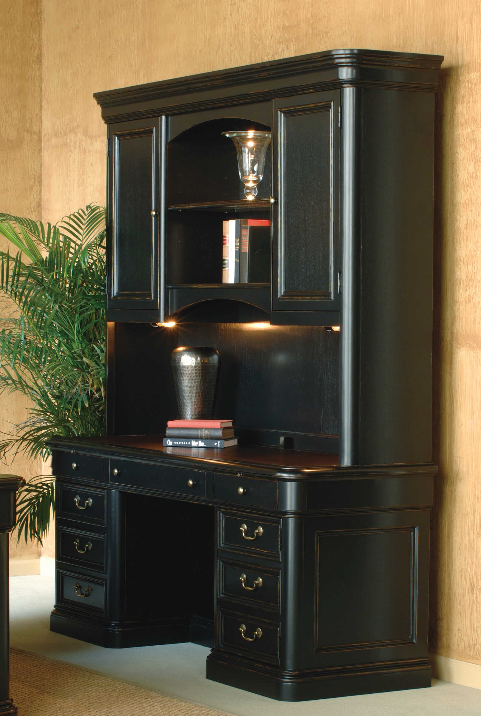 Hekman Office Louis Phillipe Executive Credenza Desk with Deck HK79141SET