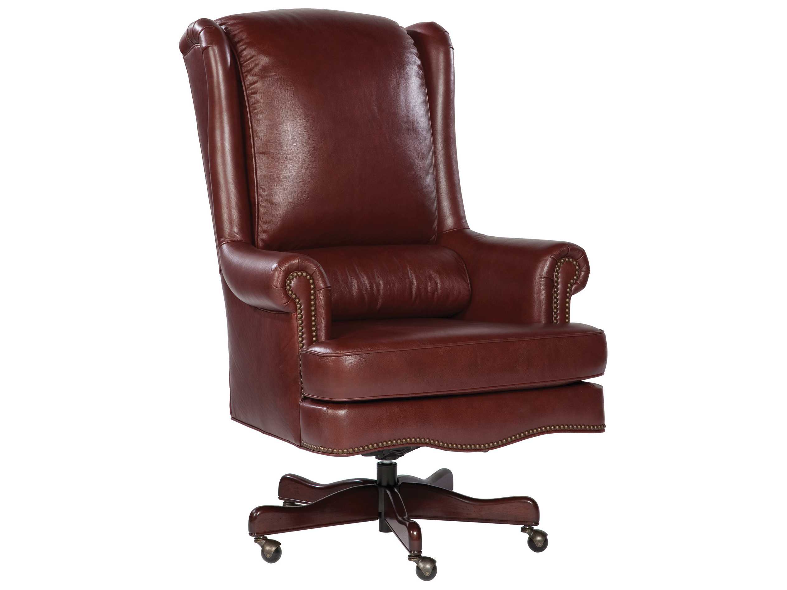 Hekman Office Executive Leather Chair with Lumbar Pillow in Merlot 7