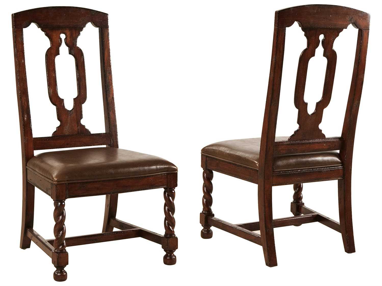 Hekman Havana Tall Back Leather Seat Side Dining Chair HK81234