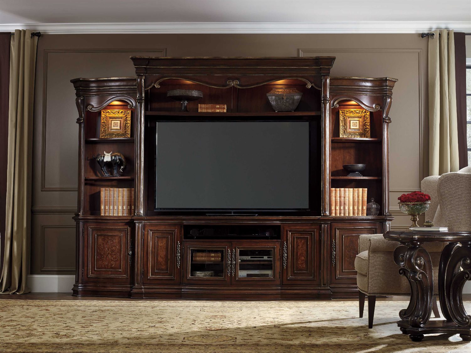 Hooker Furniture Grand Palais Dark Wood 135''L x 22''W Entertainment