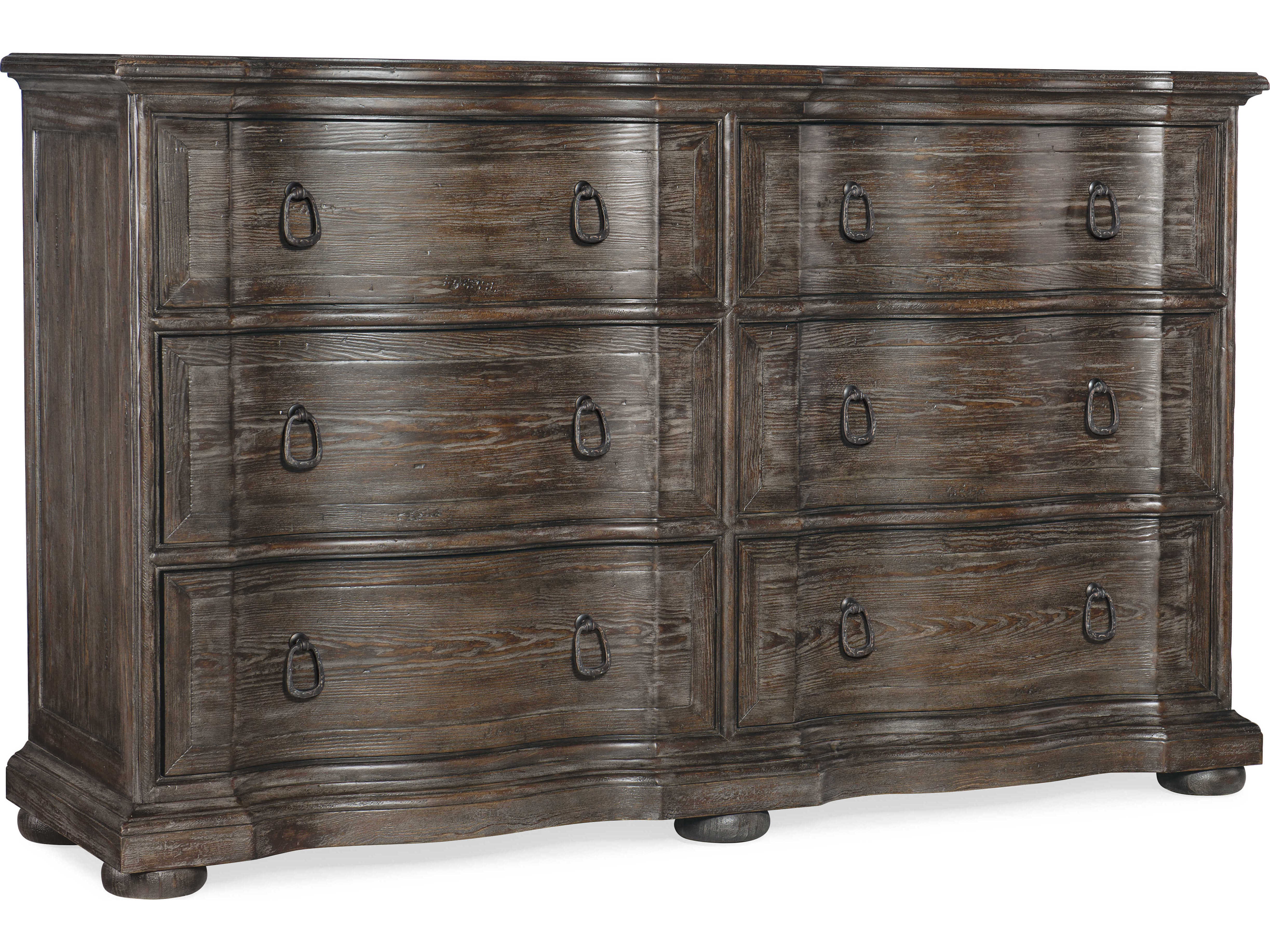 Hooker Furniture Traditions 6Drawers Gray Pine Wood Double Dresser