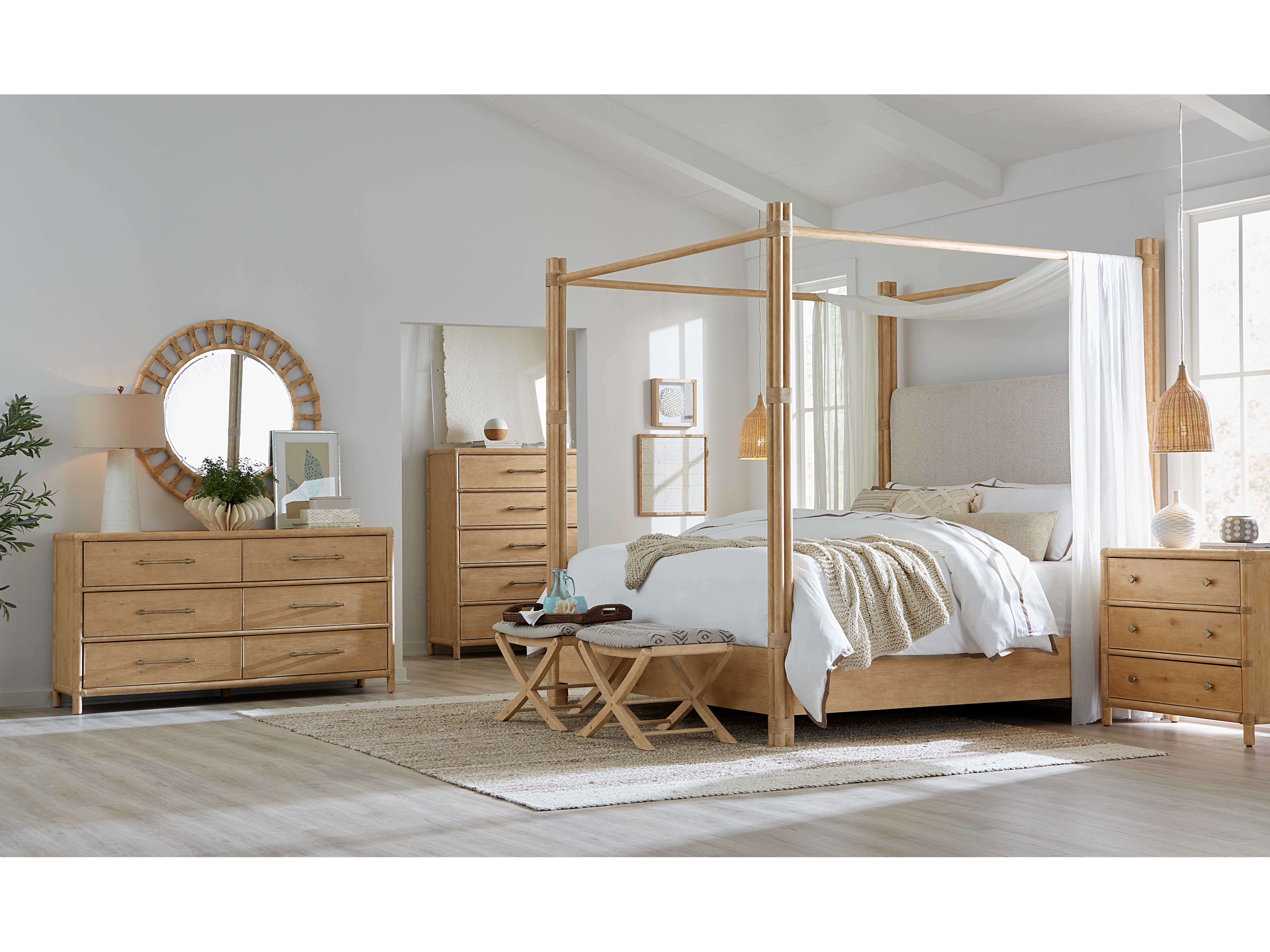 Hooker Furniture Retreat Jafar Grey Dune Brown Upholstered Accent Stool