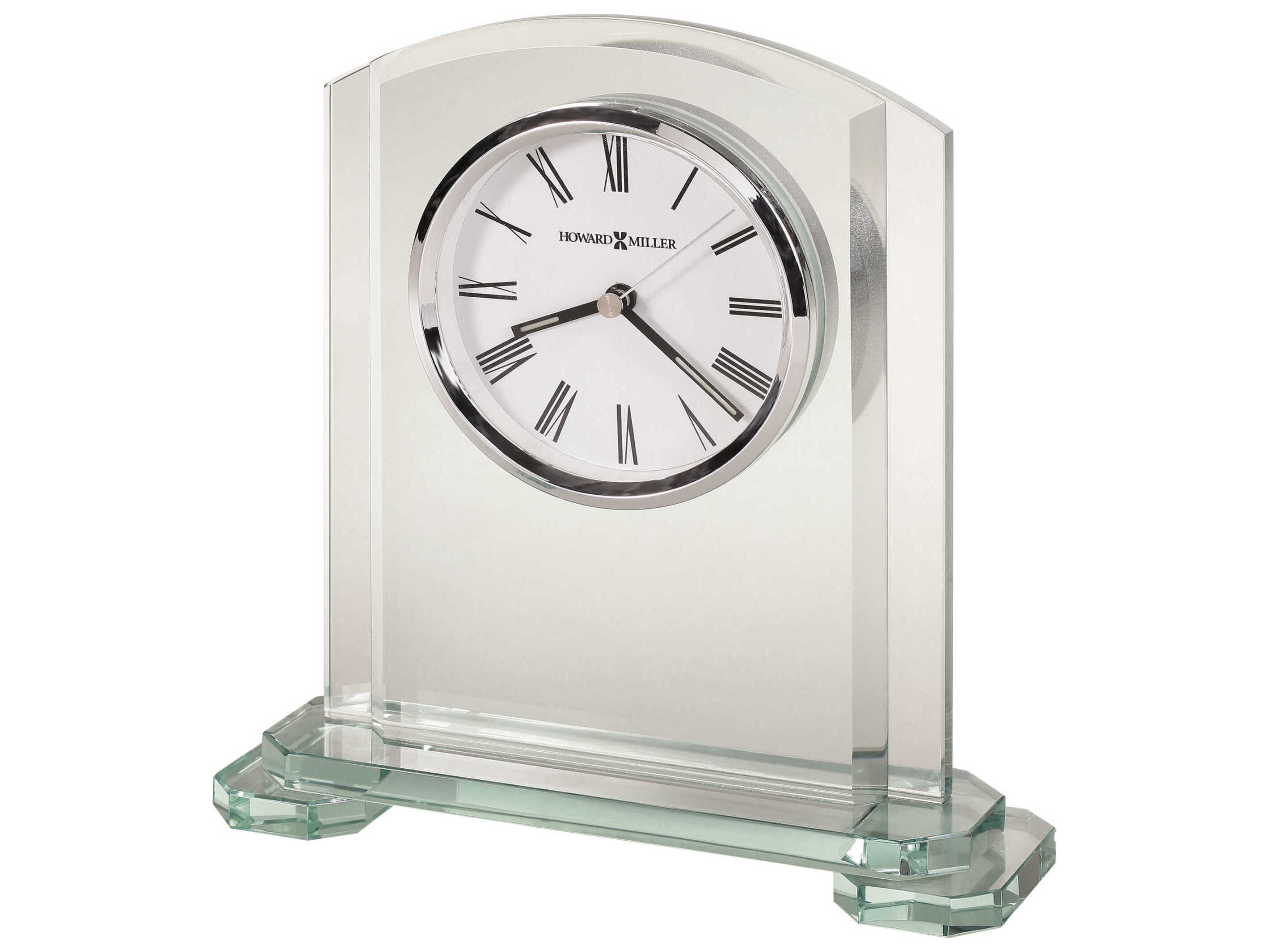 Howard Miller Stratus SilverTone Bezel Arched Glass Table Clock