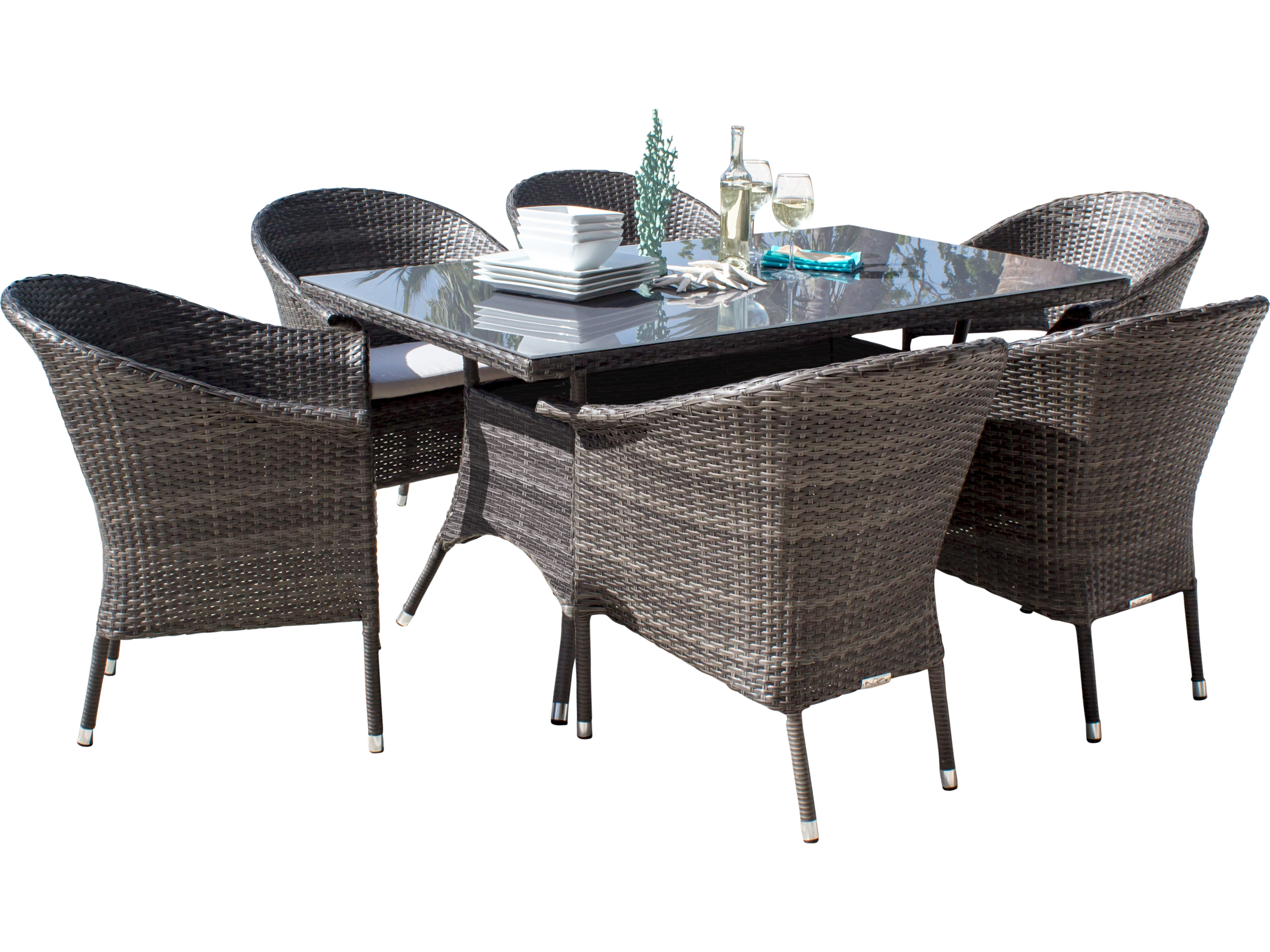 Hospitality Rattan Outdoor Ultra Wicker Dining Set HP8901130GRY7DA