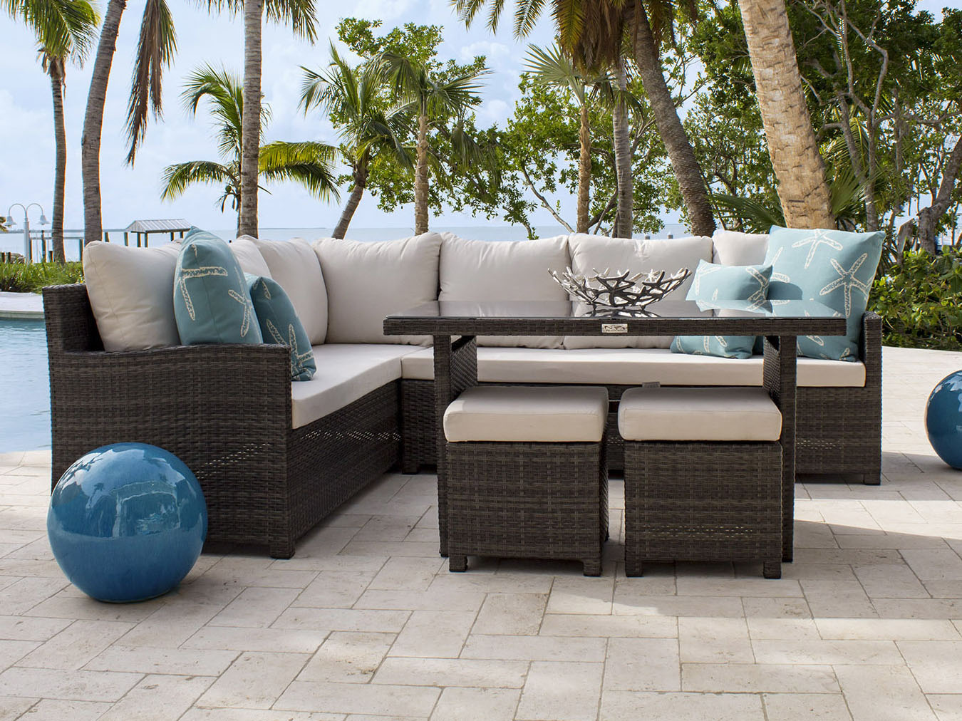 Hospitality Rattan Outdoor Ultra Grey Woven 5 Piece Sectional Lounge