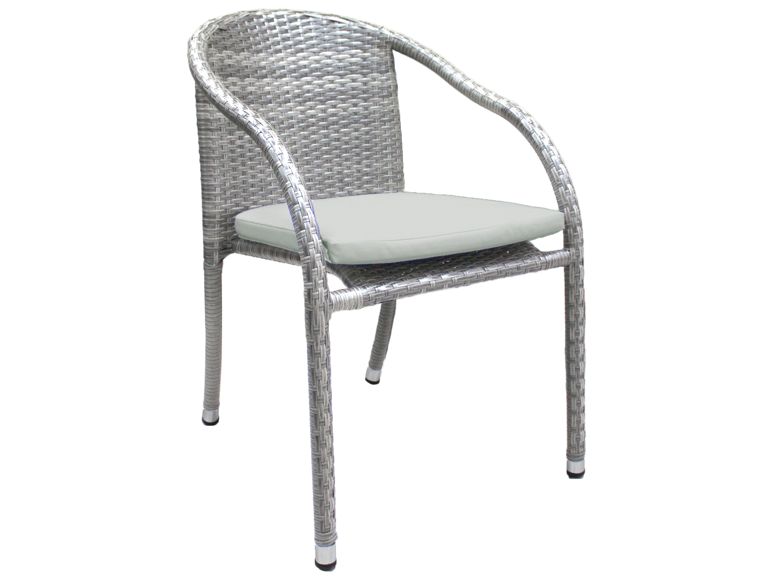 Hospitality Rattan Outdoor Athens Whitewash Woven Stackable Dining Arm