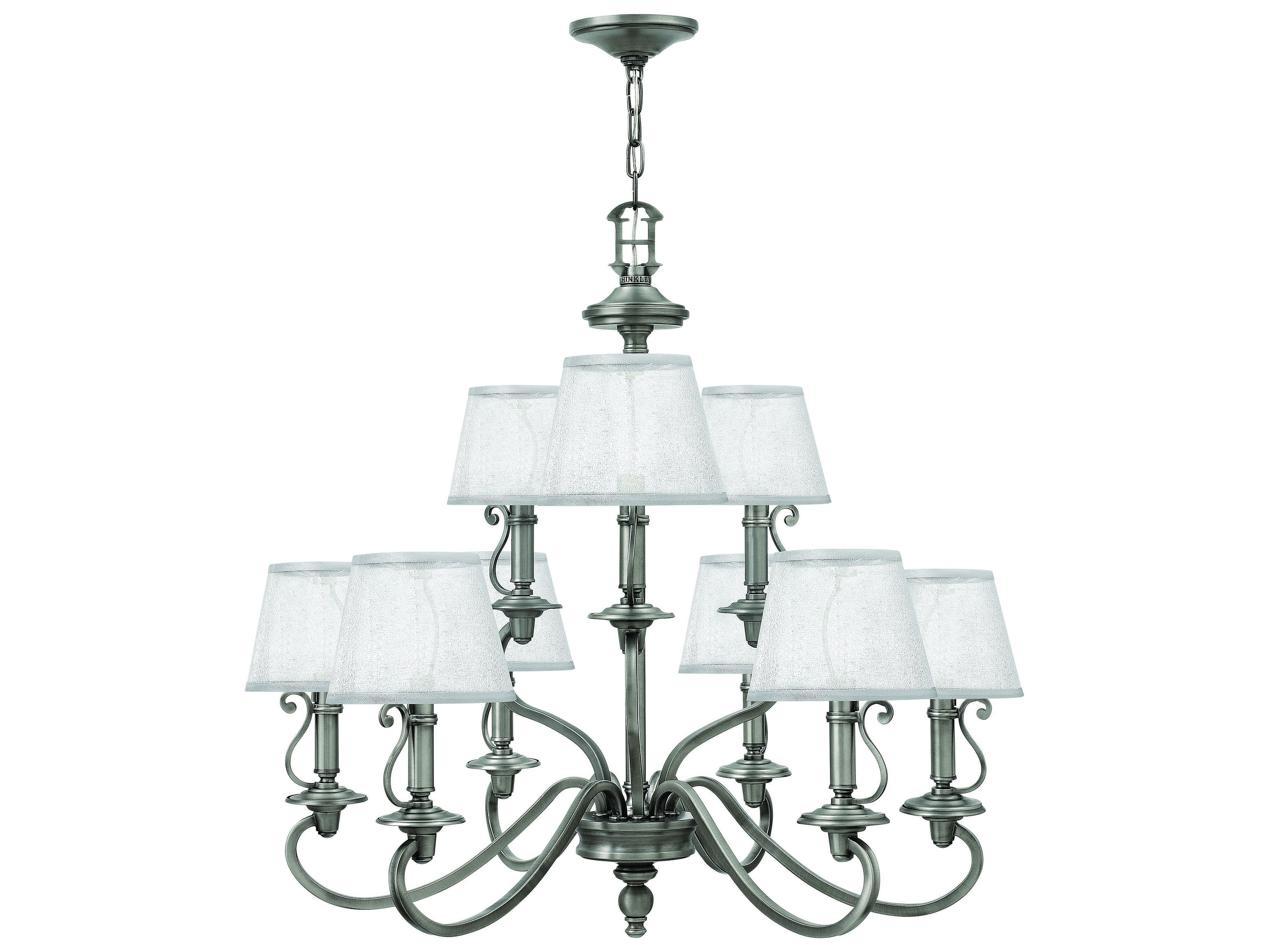 Hinkley Lighting Plymouth Polished Antique Nickel NineLight 32.25 Wide