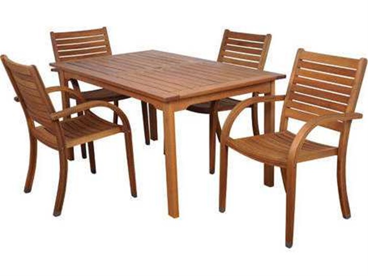 International Home Miami Amazonia Eucalyptus Rectangular Five Piece Arizona Dining Set