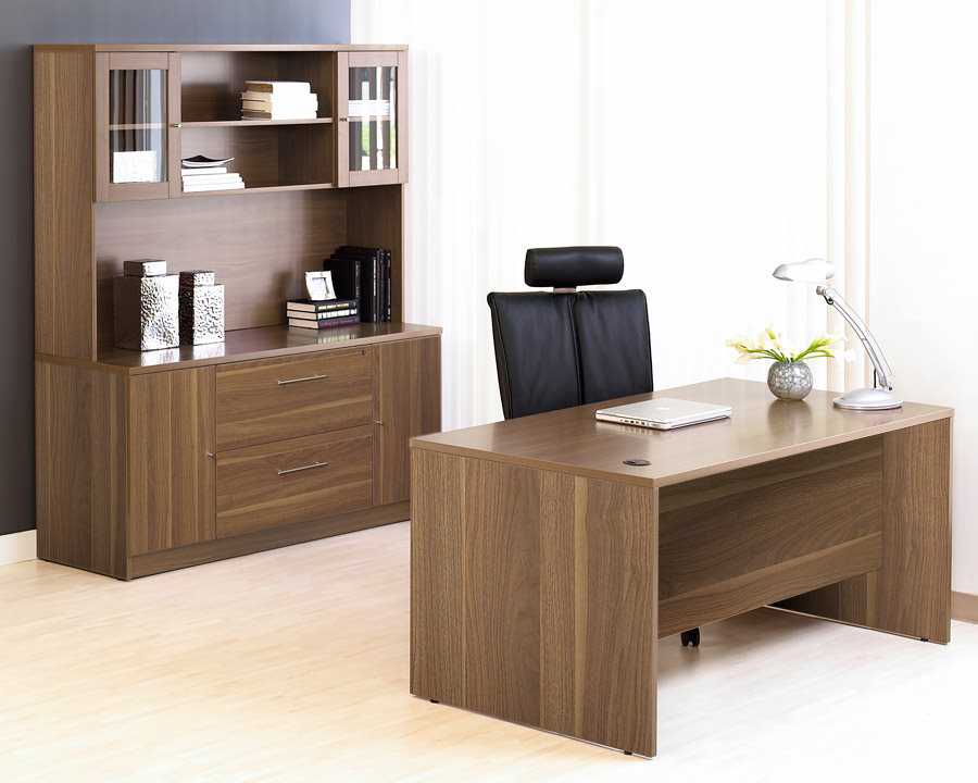 Unique Furniture 100 Series Walnut Office Desk & Credenza Set