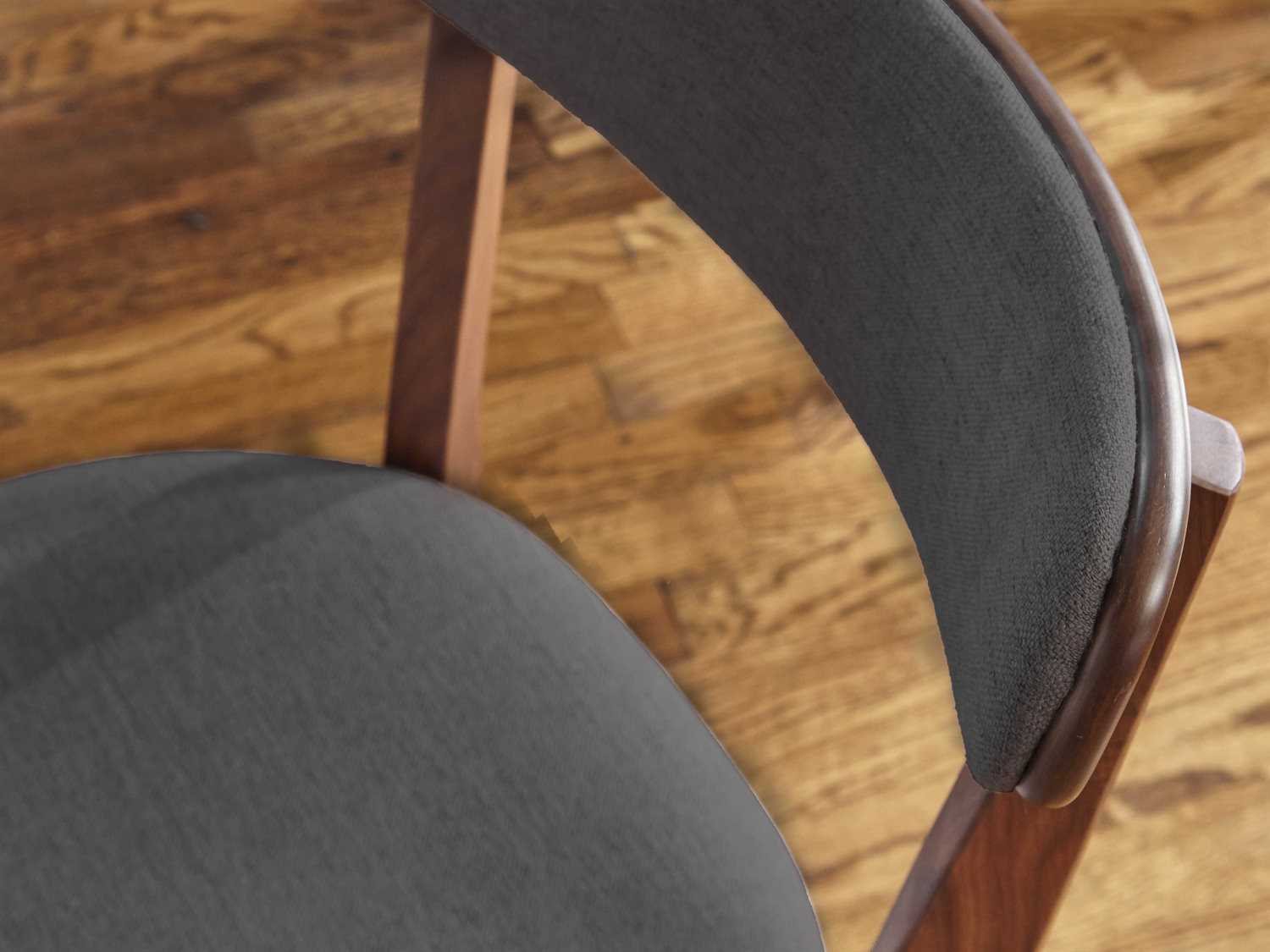 Unique Furniture Tahoe Walnut Wood Brown Fabric Upholstered Side Dining Chair JETAHDN3130