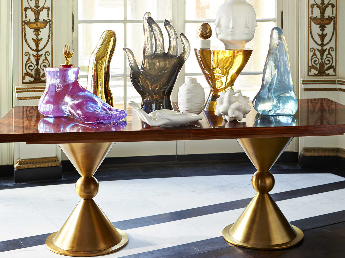 Jonathan Adler Acrylic Objets Orange 17'' Wide End Table JON21752