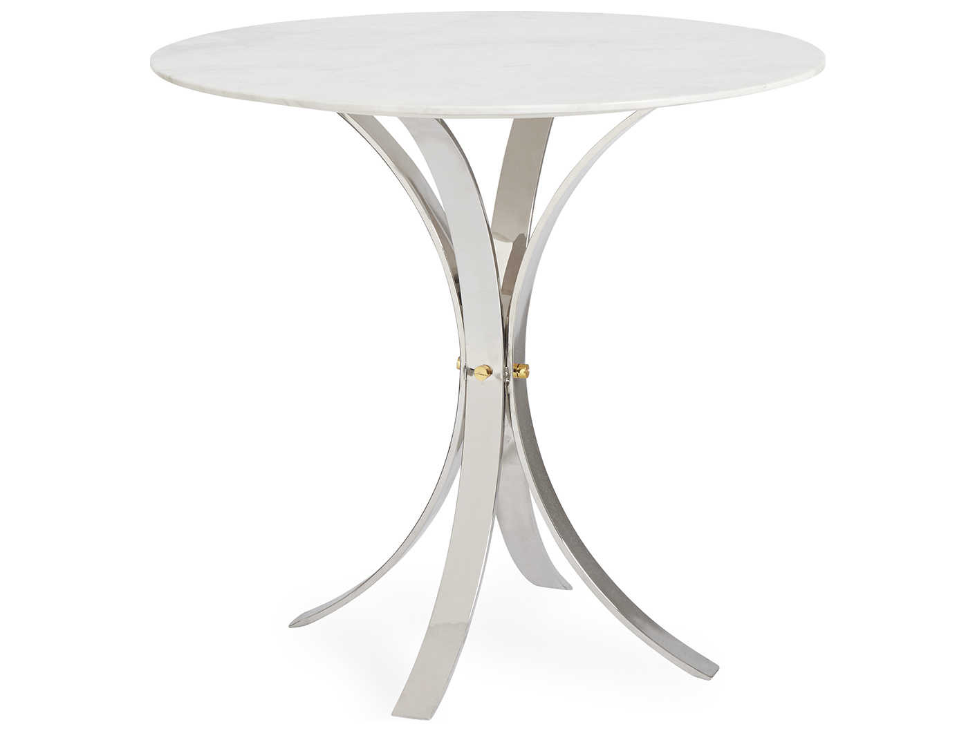 Jonathan Adler Electrum White Marble / Polished Nickel 32'' Wide Round