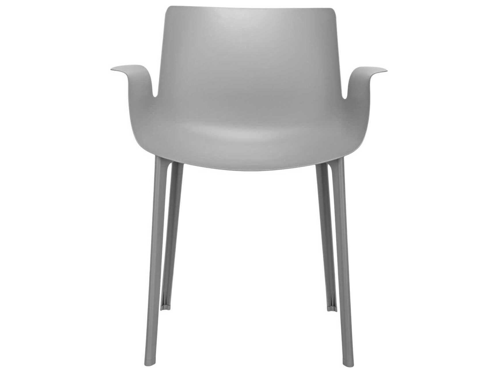 Kartell Outdoor Piuma Opaque Gray Resin Dining Arm Chair KAO5802GR