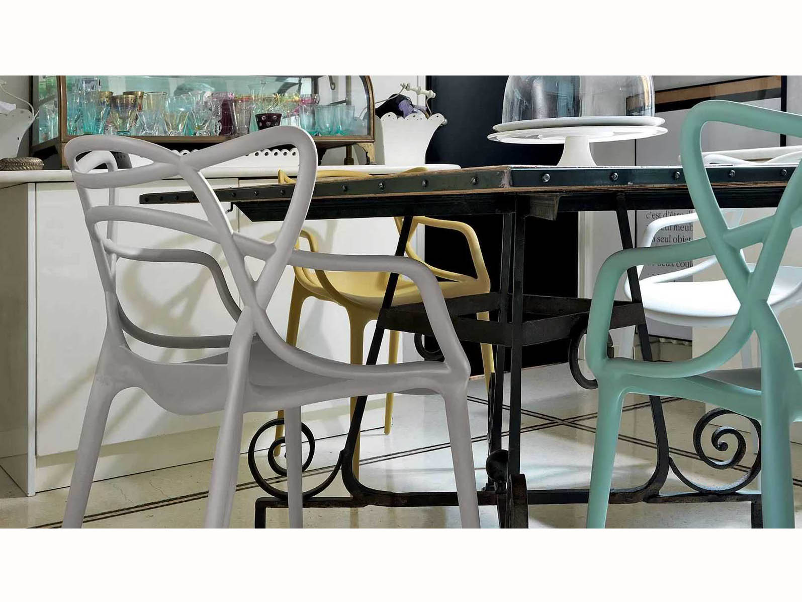 Kartell Outdoor Masters Opaque Sage Green Resin Dining Chair 586514