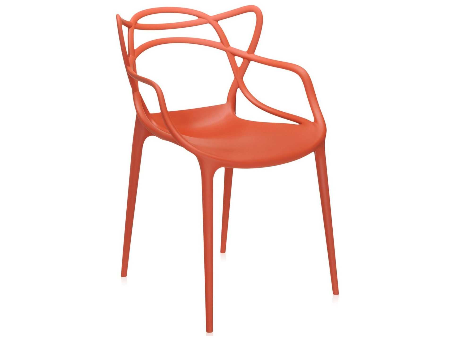 Kartell Outdoor Masters Opaque Rust Orange Resin Dining Chair Set of 2