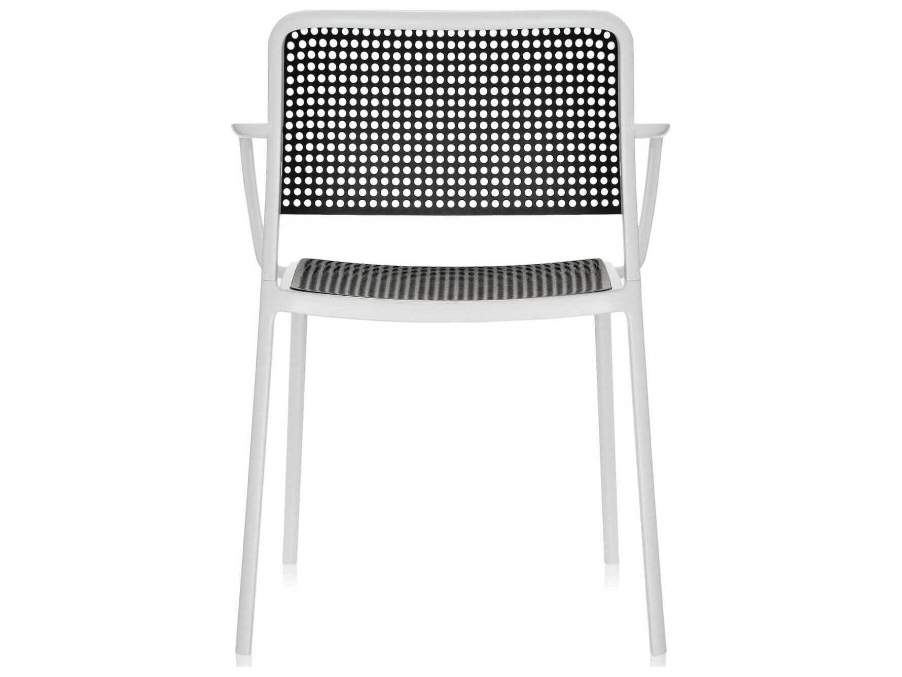 Kartell Outdoor Audrey White & Black Aluminum Dining Arm Chair (Set of