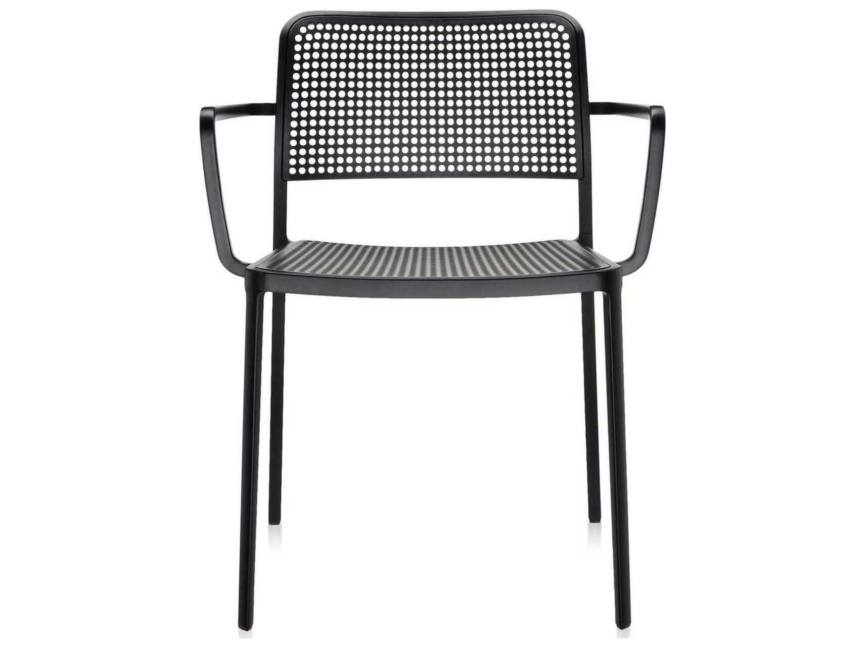 Kartell Outdoor Audrey Black Aluminum Dining Arm Chair (Set of 2