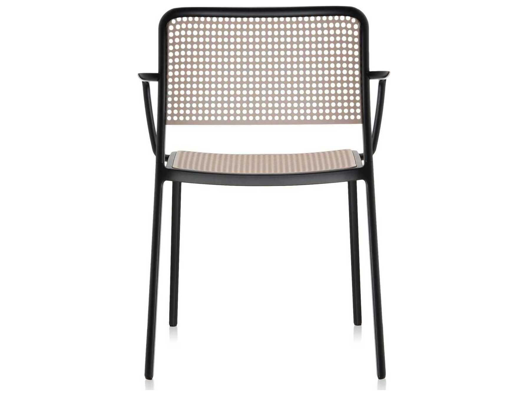 Kartell Outdoor Audrey Black & Sand Aluminum Dining Arm Chair (Set of 2