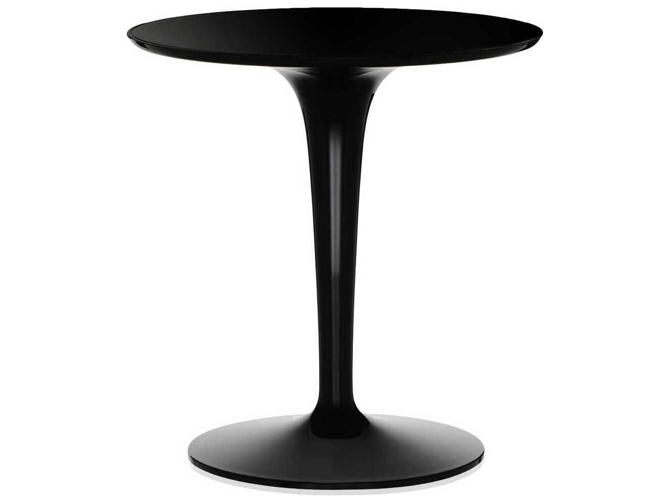 Kartell Outdoor Tip Top Mat Glossy Black Resin 19'' Round End Table