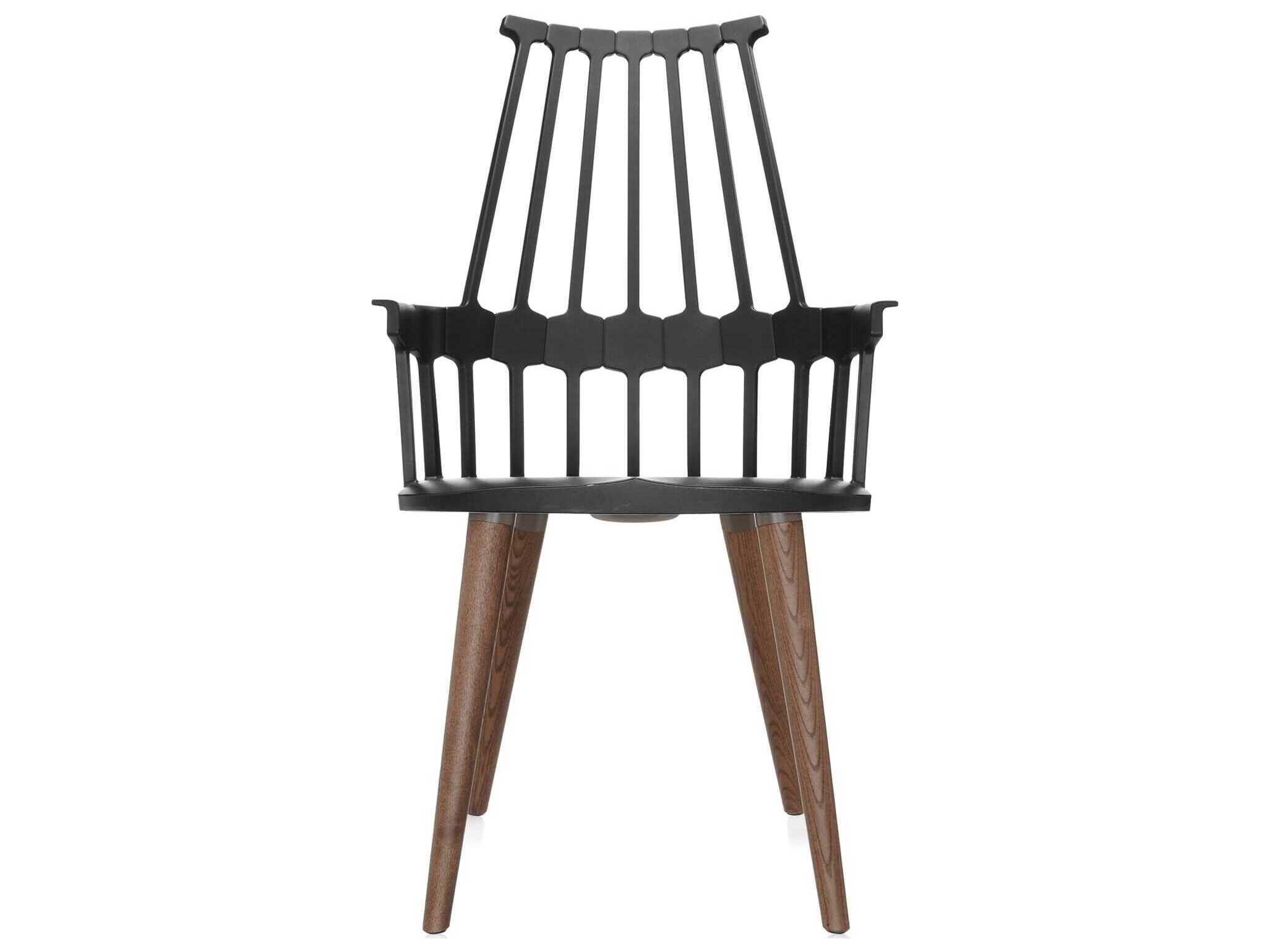 Kartell Comback Black / Oaks Arm Dining Chair (Set of 2) KAR595499