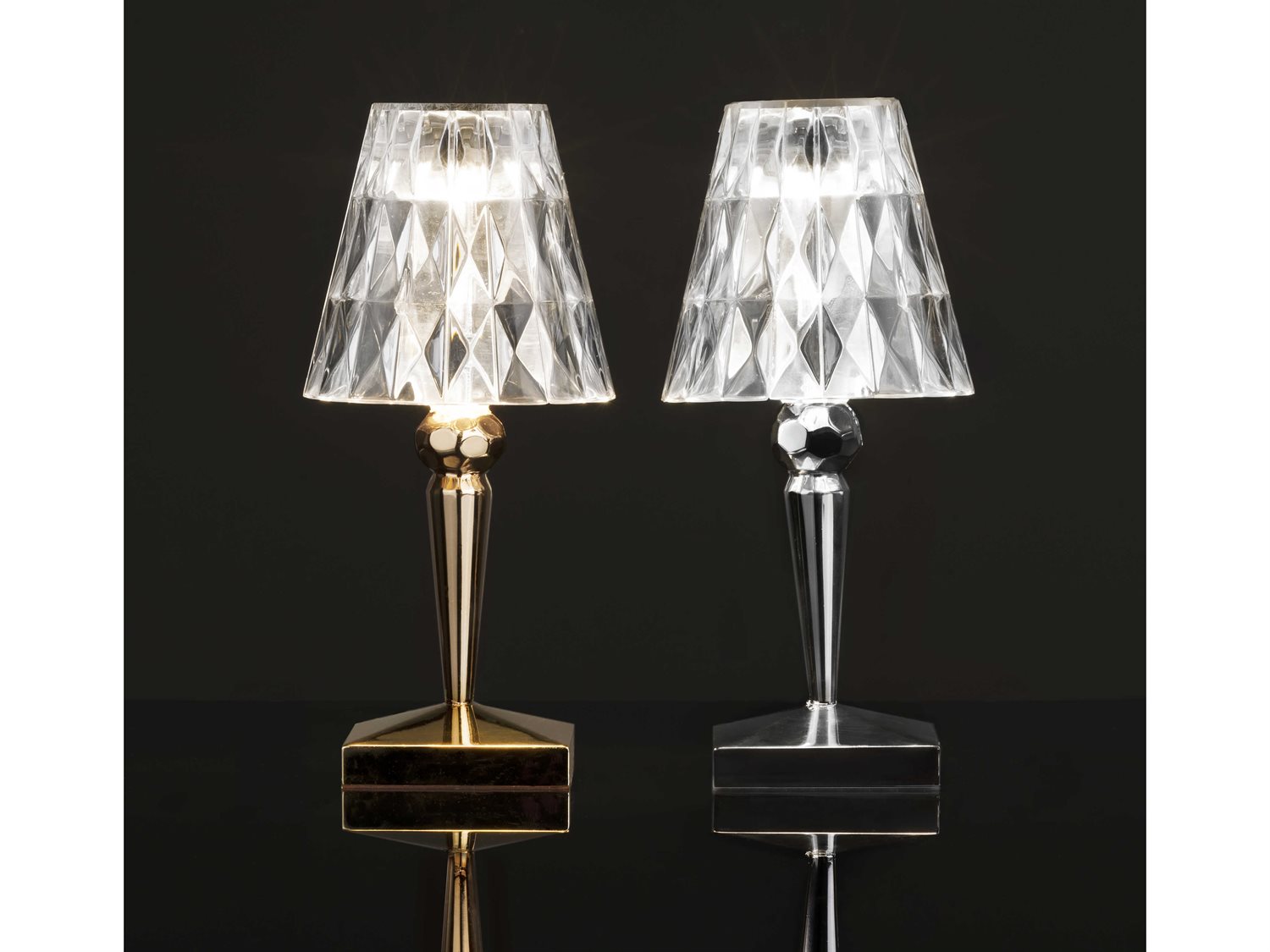 Kartell Battery Metallic Chrome LED Table Lamp KAR9145XX