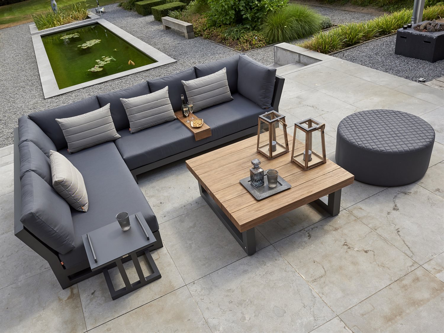 Kettler Nevada Aluminum Lava Sectional Open Corner Patio Lounge Set in