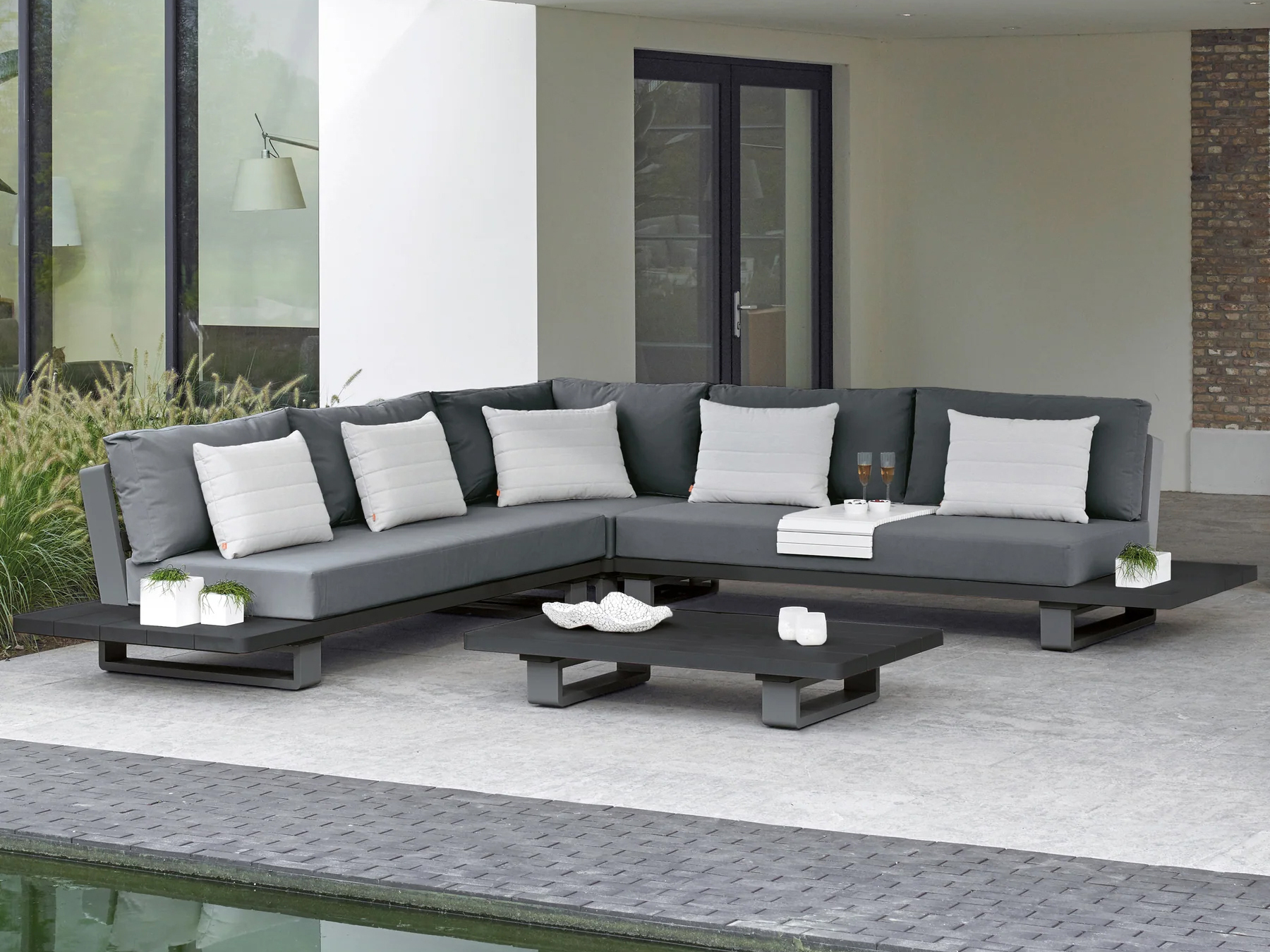 Kettler Fitz Roy Closeout Lava Aluminum Sectional Set in Canvas Soot