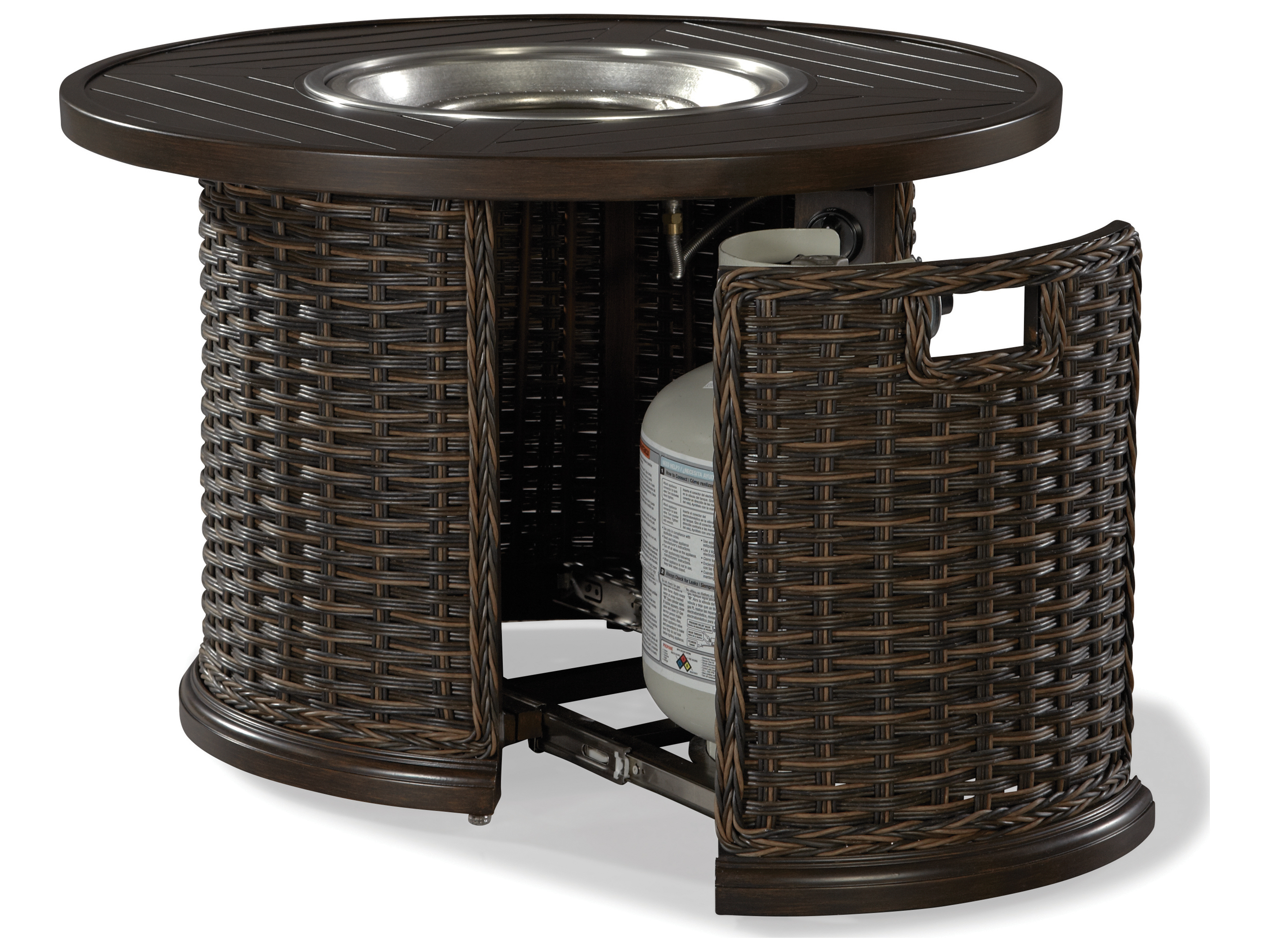 Lane Venture Moraya Bay Wicker 36''Wide Round Gas Fire Pit Table 1950445