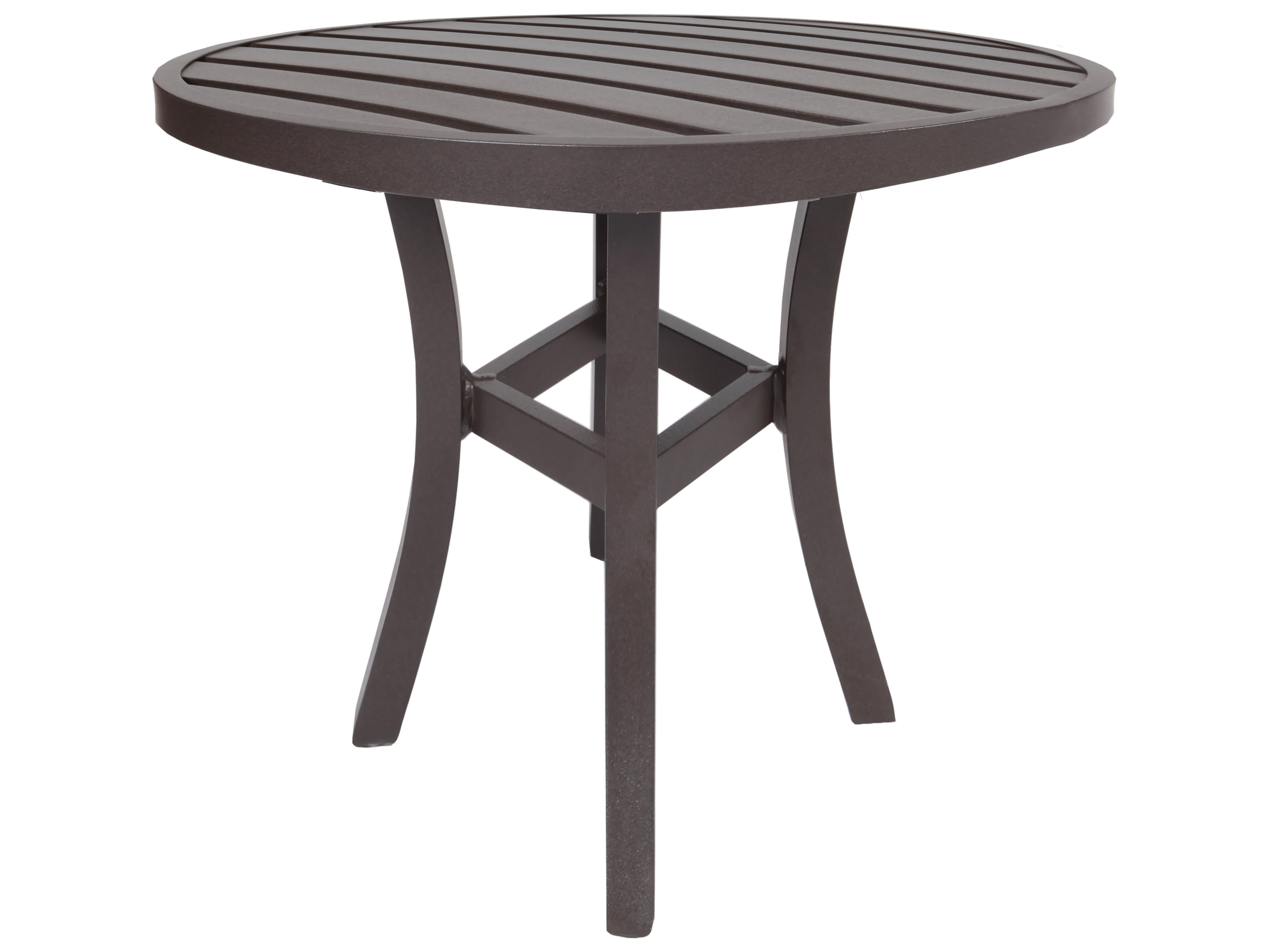 Lane Venture Craftmans Aluminum 43'' Round Slat Top Dining Bar Table with Umbrella Hole 45143