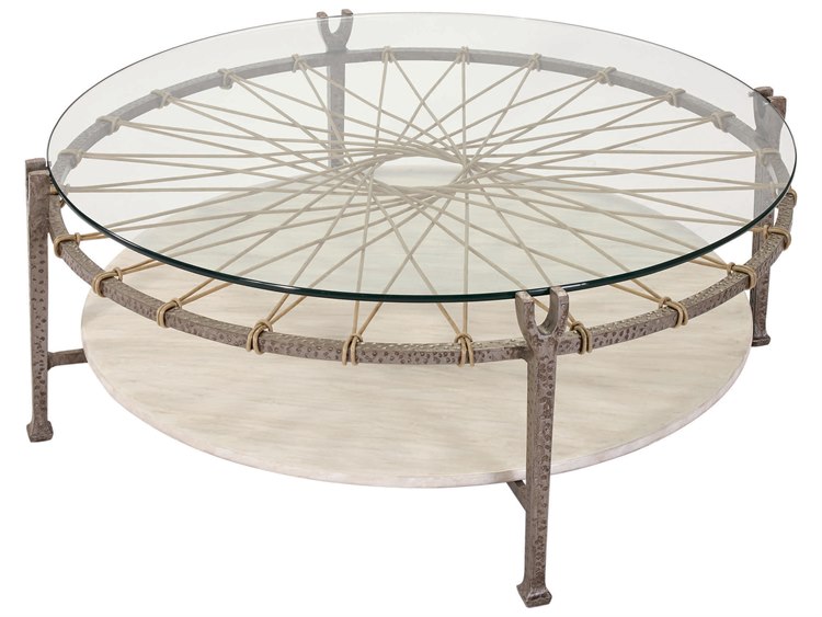 Lane Venture Hemingway Hammered Gunmetal Aluminum 46'' Round Glass Top