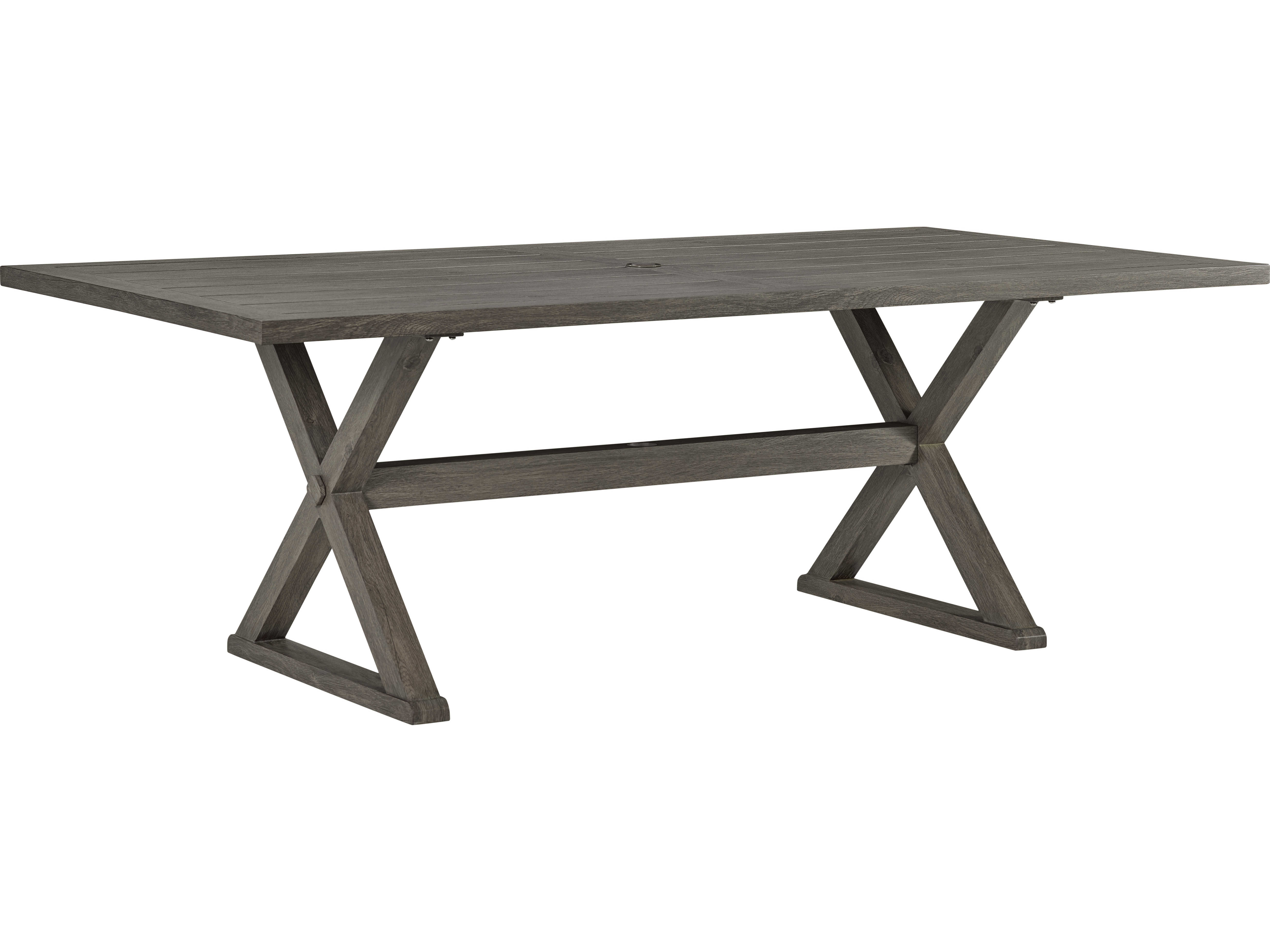Lane Venture Mystic Harbor French Grey Wood Grain Aluminum Rectangular Outdoor Patio Dining