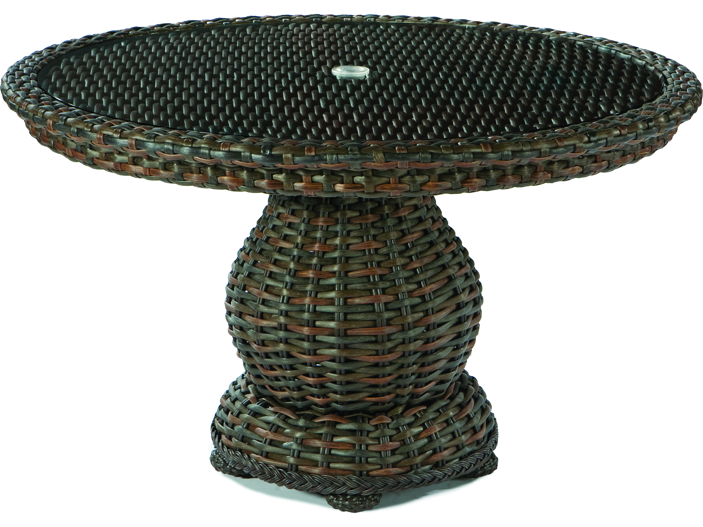 Lane Venture South Hampton Wicker 48'' Round Glass Top Dining Table
