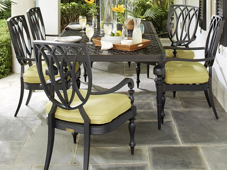 Lane Venture Hemingway Plantation Black Truffle Cast Aluminum 84''W x 44''D Rectangular Dining