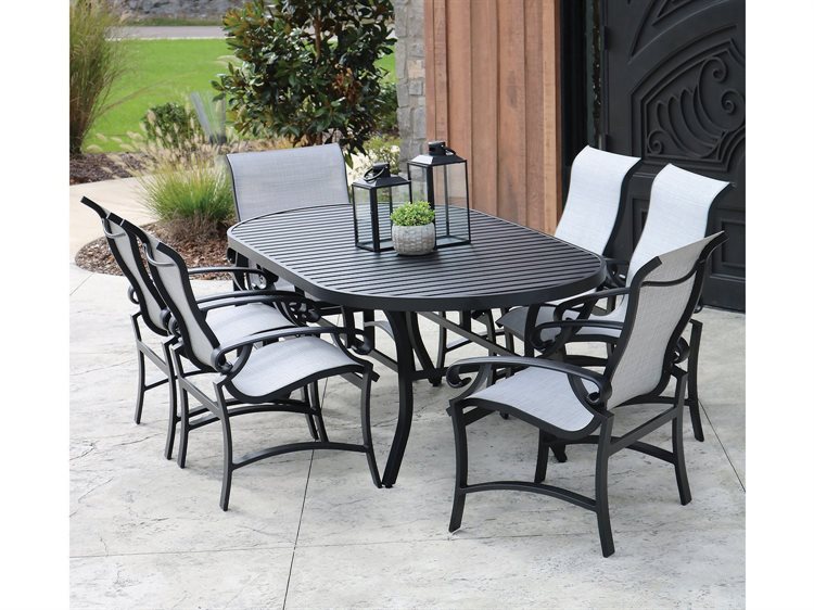 Lane Venture Craftmans Aluminum Oval Slat Top Patio Dining Table with